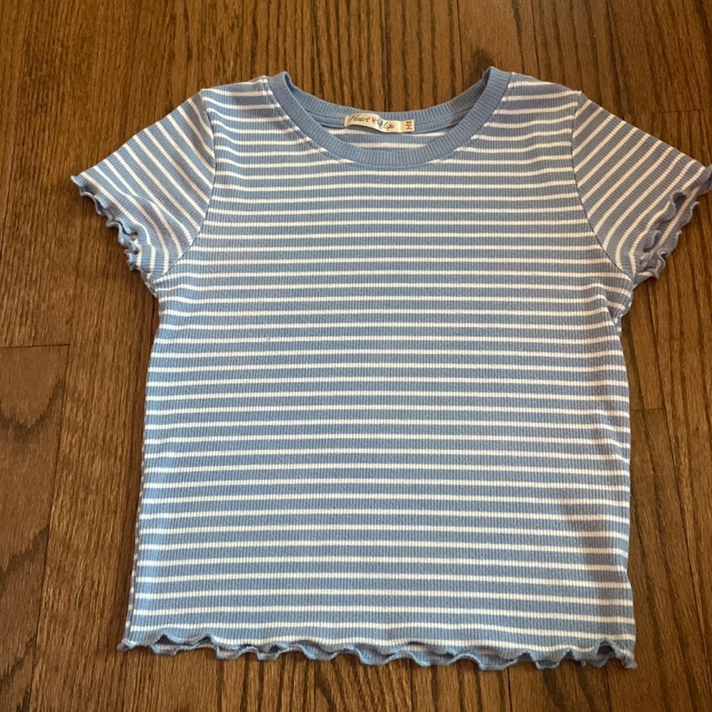 Blue Striped Crop Tee